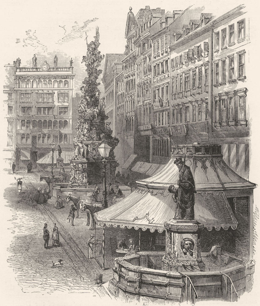 AUSTRIA. Der Graben, Vienna c1893 old antique vintage print picture